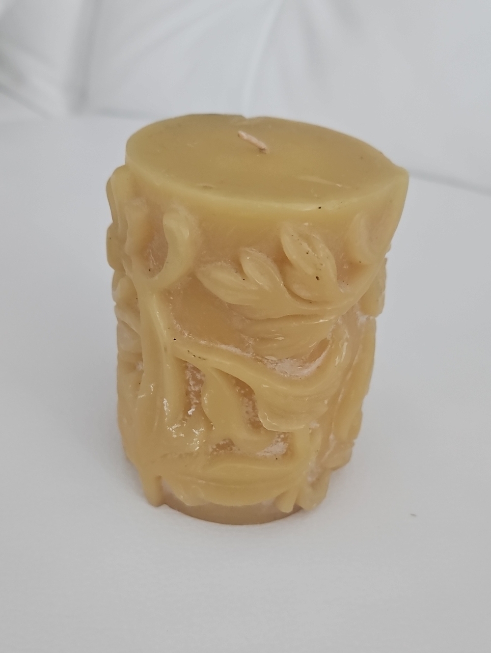 Decorative Carved Candle in Honey Yellow